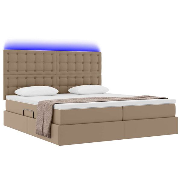 vidaXL Bett mit Stauraum und LED Cappuccino 180 x 200 cm Kunstleder