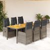 vidaXL 7-tlg. Garten-Bistro-Set mit Kissen Grau Poly Rattan