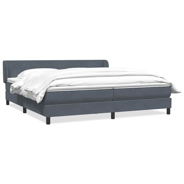 vidaXL Boxspringbett mit Matratzen Dunkelgrau 180x210 cm Samt