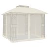 vidaXL Pavillon mit Doppeldach & Netzw&auml;nden Creme 2,94x2,94 m Stahl