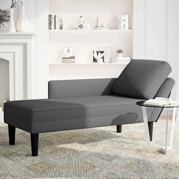 vidaXL Chaiselongue mit Kissen Dunkelgrau Cordstoff