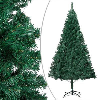 vidaXL Künstlicher Weihnachtsbaum mit LEDs & Kugeln Grün 210cm PVC