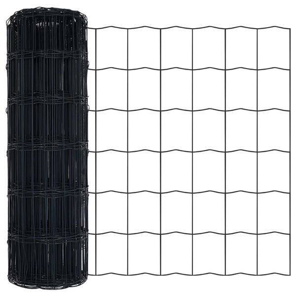 vidaXL Eurozaun Grau 0,6 x 10 m PVC-beschichtetes Eisen