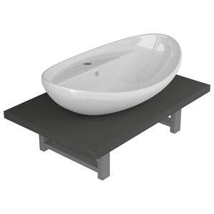 vidaXL 2-tlg. Badm&ouml;bel-Set Keramik Grau