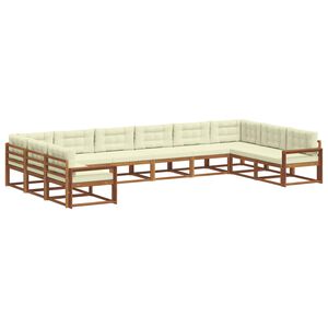 vidaXL Outdoor-Sofagarnitur mit Kissen 10 pcs Natur und Creme