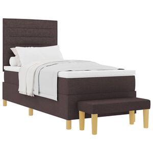 vidaXL Boxspringbett mit Kopfteil Dunkelbraun 200 x 90 cm Stoff