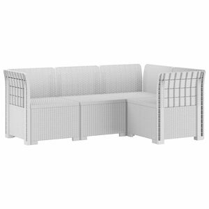vidaXL 4-Sitzer Gartensofa Rattan-Look PP Wei&szlig;