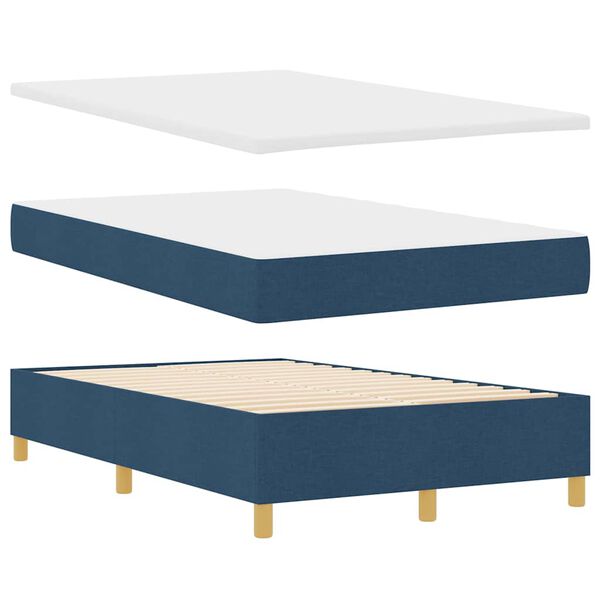 vidaXL Boxspringbett mit Matratze mit Kopfteil Blau 120 x 190 cm Stoff