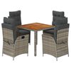 vidaXL 5-tlg. Garten-Essgruppe mit Kissen Grau Poly Rattan