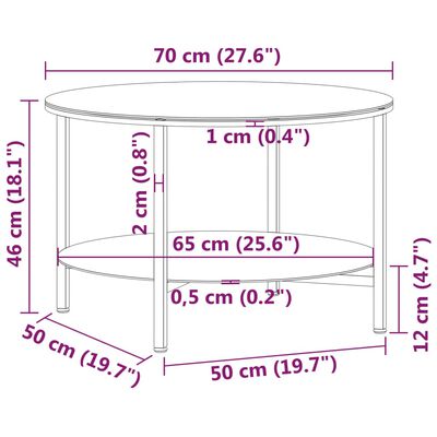 vidaXL Beistelltisch Schwarz und Schwarze Marmor-Optik 70 cm Hartglas
