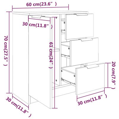 vidaXL Sideboards 2 Stk. Weiß 60x30x70 cm Holzwerkstoff