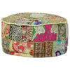vidaXL Patchwork Sitzpouf Rund Baumwolle Handgefertigt 40x20 cm Grün