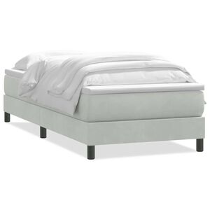 vidaXL Boxspringbett mit Matratze Hellgrau 90x210 cm Samt