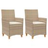 vidaXL Gartenst&uuml;hle mit Kissen 2 Stk. Beige Poly Rattan Massivholz