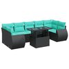 vidaXL 8-tlg. Garten-Sofagarnitur mit Kissen Schwarz Poly Rattan
