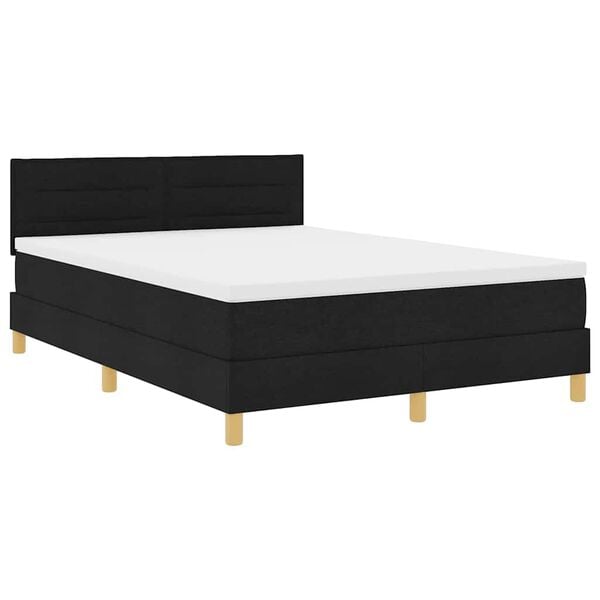 vidaXL Boxspringbett mit Matratze Schwarz 140 x 200 cm Stoff