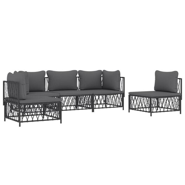 vidaXL 5-tlg. Garten-Lounge-Set mit Kissen Anthrazit Stahl