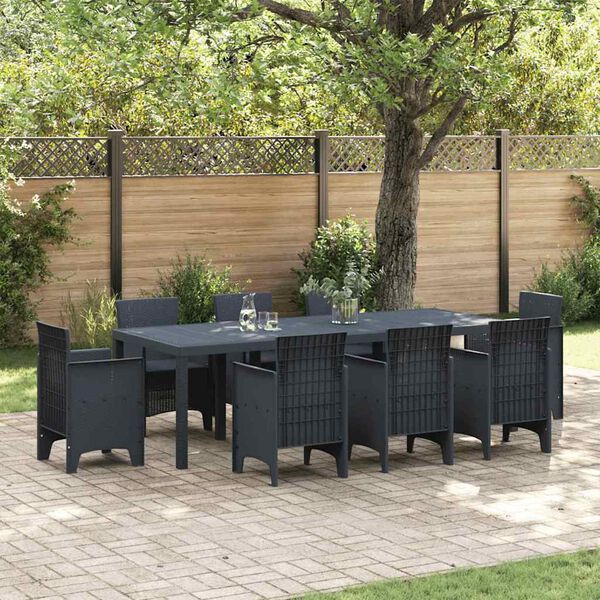 vidaXL Garten-Esstisch Anthrazit 250 x 100 x 73 cm Poly-Rattan