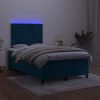 vidaXL Boxspringbett mit Matratze & LED Dunkelblau 120x200 cm Samt