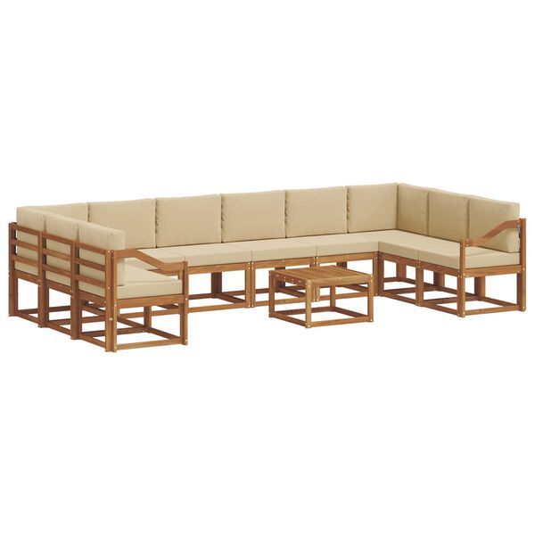 vidaXL Outdoor-Sofagarnitur mit Kissen 11 pcs Natur und Beige