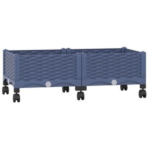 vidaXL Gartenpflanzer mit R&auml;dern Blaugrau 80 x 40 x 33 cm PP