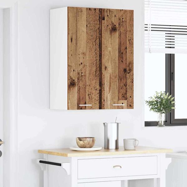 vidaXL H&auml;ngeschrank Altes Holz und Wei&szlig; 30 x 31 x 80 cm Holzwerkstoff