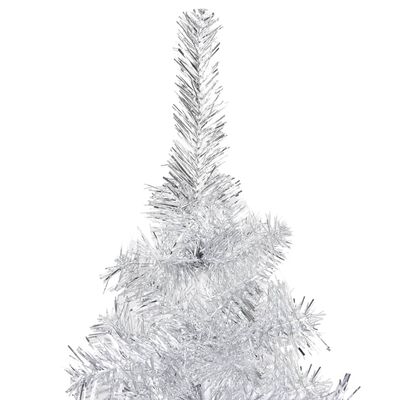 vidaXL Künstlicher Weihnachtsbaum Beleuchtung & Ständer Silber 120 cm