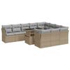 vidaXL 11-tlg. Garten-Sofagarnitur mit Kissen Beige Poly Rattan