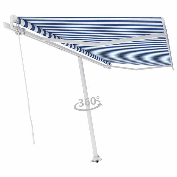 vidaXL Standmarkise Manuell Einziehbar 400x350 cm Blau/Wei&szlig;