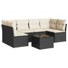 vidaXL 7-tlg. Garten-Sofagarnitur mit Kissen Schwarz Poly Rattan