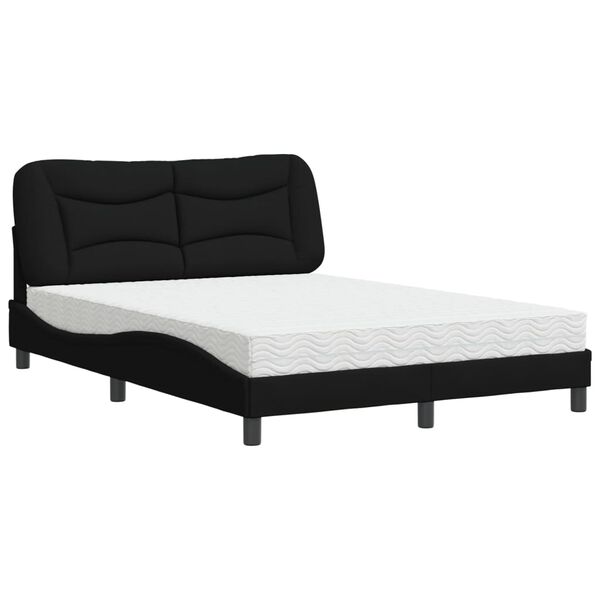 vidaXL Bett mit Matratze "Hvar" Schwarz 140x200 cm Stoff