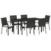 vidaXL Garten Essgruppe mit Kissen 7 pcs Schwarz Poly-Rattan