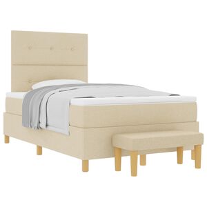 vidaXL Boxspringbett mit Matratze Creme 120 x 190 cm Stoff