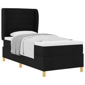 vidaXL Boxspringbett mit Matratze Dunkelgrau 90x190 cm Schwarz Stoff