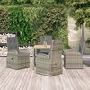 vidaXL 5-tlg. Garten-Essgruppe mit Kissen Grau Poly Rattan