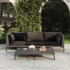 vidaXL 4-tlg. Garten-Lounge-Set mit Kissen Poly Rattan Dunkelgrau
