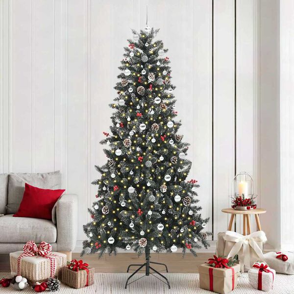 vidaXL K&uuml;nstlicher Weihnachtsbaum Gr&uuml;n 240 cm PVC, Plastik und Stahl
