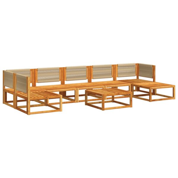 vidaXL 8-tlg. Gartensofa-Set mit Kissen Holz Akazie & Seil