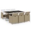 vidaXL 7-tlg. Garten-Essgruppe mit Kissen Poly Rattan Beige