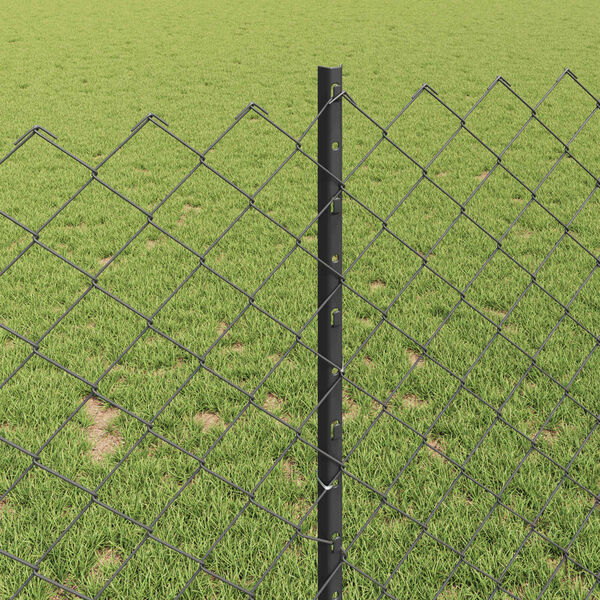 vidaXL Zaun mit Pfosten Grau 1 x 25 m Stahl