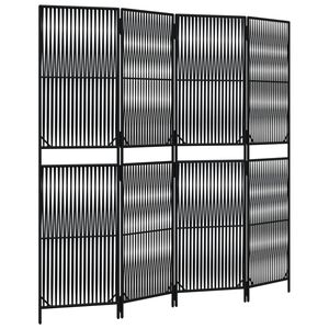 vidaXL Paravent 4-tlg. Schwarz Poly Rattan