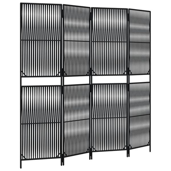 vidaXL Paravent 4-tlg. Schwarz Poly Rattan