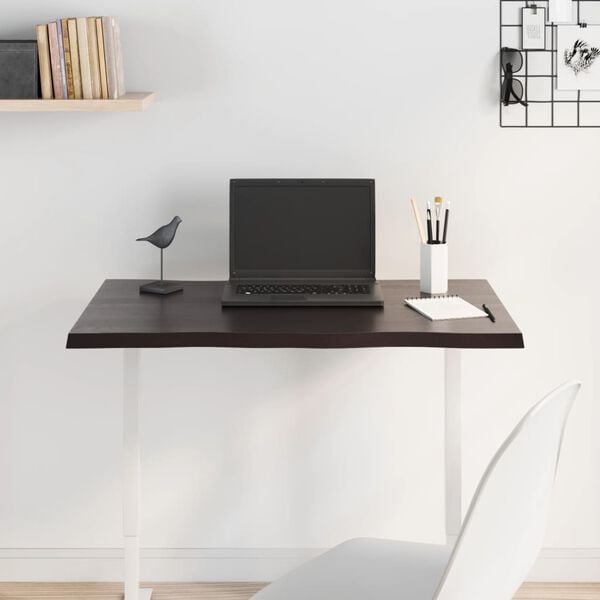 vidaXL Tischplatte 80x40x2 cm Massivholz Eiche Behandelt Baumkante