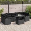 vidaXL Garten-Sofa-Set mit Kissen mit Kissen 8 pcs Schwarz Poly Rattan