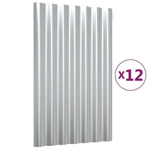 vidaXL Dachpaneele 12 Stk. Verzinkter Stahl Silber 60x36 cm