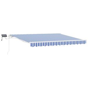vidaXL Ausziehbare Markise Blau und Wei&szlig; 350 x 250 cm