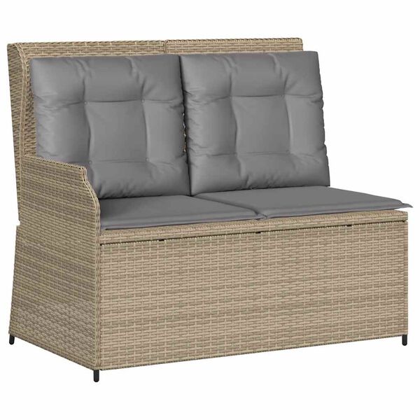 vidaXL 3-tlg. Garten-Lounge-Set mit Kissen Beige Poly Rattan