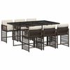 vidaXL 7-tlg. Garten-Essgruppe mit Kissen Braun Poly Rattan
