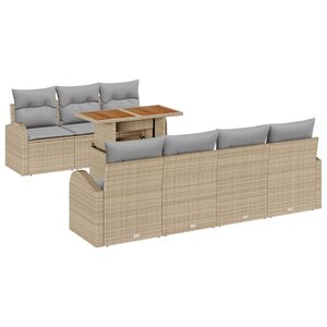 vidaXL Garten-Sofa-Set mit Speicher 8 pcs Beige Poly Rattan
