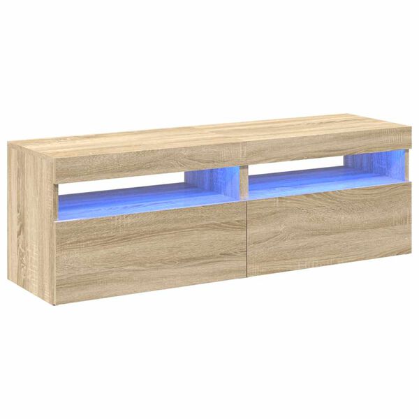 vidaXL TV-Schränke LED-Leuchten 2 Stk. Sonoma-Eiche 60x35x40 cm